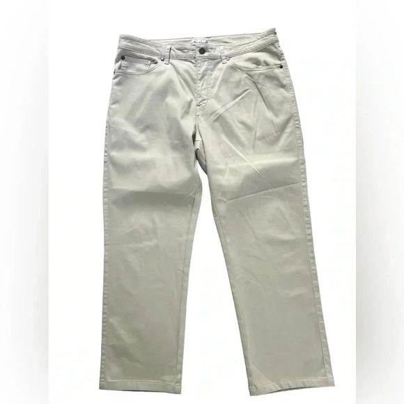 Peter Millar Mens Size 35 Khaki Straight Leg Cotton Button Tab Flat Front Pants - Picture 5 of 5